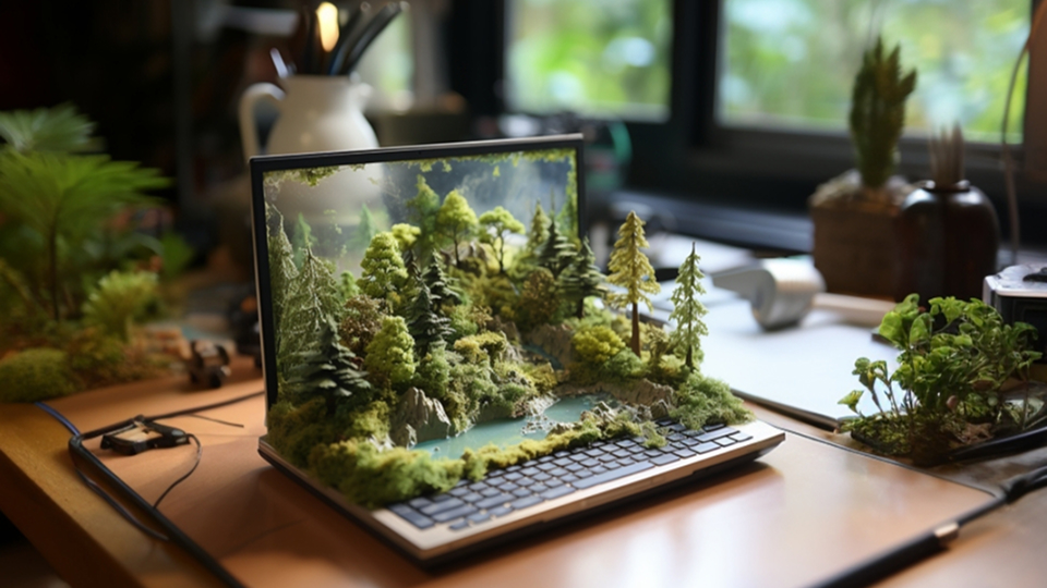 3D illustration of a forest out from a computer