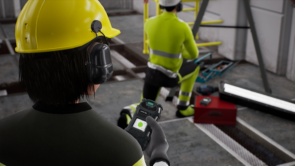 workers in safety gear inside an industrial facility